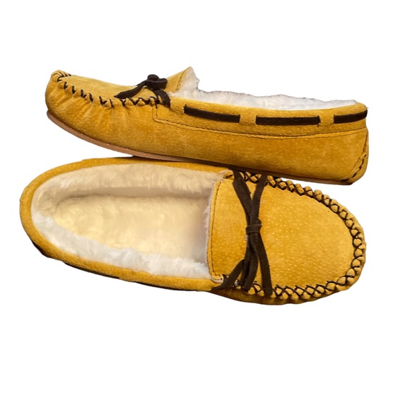 Lamo Womens Britain Slippers Yellow Moc Toe Bow Slip On size 8 - Picture 2 of 5